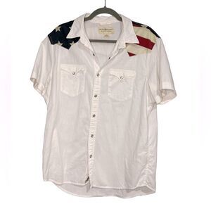 Denim and Supply Ralph Lauren Vintage Snap Front American Flag Short Sleeve